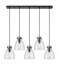 Innovations Lighting 125-410-1PS-BK-G412-8SDY - Newton Bell - 5 Light - 40 inch - Matte Black - Linear Pendant