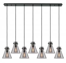 Innovations Lighting 127-410-1PS-BK-G411-8SM - Newton Cone - 7 Light - 52 inch - Matte Black - Linear Pendant