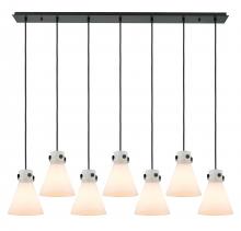 Innovations Lighting 127-410-1PS-BK-G411-8WH - Newton Cone - 7 Light - 52 inch - Matte Black - Linear Pendant