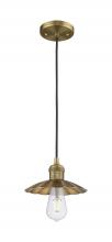  201C-BB-M17-BB - Scallop - 1 Light - 8 inch - Brushed Brass - Cord Hung - Mini Pendant