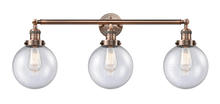 Innovations Lighting 205-AC-G204-8 - Beacon - 3 Light - 32 inch - Antique Copper - Bath Vanity Light