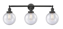 Innovations Lighting 205-BK-G204-8 - Beacon - 3 Light - 32 inch - Matte Black - Bath Vanity Light