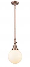 Innovations Lighting 206-AC-G201-8 - Beacon - 1 Light - 8 inch - Antique Copper - Stem Hung - Mini Pendant