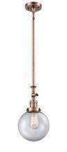 Innovations Lighting 206-AC-G202-8 - Beacon - 1 Light - 8 inch - Antique Copper - Stem Hung - Mini Pendant