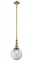 Innovations Lighting 206-BB-G202-8 - Beacon - 1 Light - 8 inch - Brushed Brass - Stem Hung - Mini Pendant