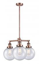 Innovations Lighting 207-AC-G204-8 - Beacon - 3 Light - 22 inch - Antique Copper - Stem Hung - Chandelier