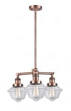 Innovations Lighting 207-AC-G532 - Oxford - 3 Light - 20 inch - Antique Copper - Stem Hung - Chandelier