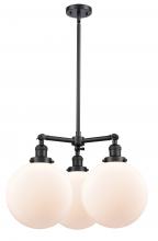 Innovations Lighting 207-BK-G201-10 - Beacon - 3 Light - 24 inch - Matte Black - Stem Hung - Chandelier
