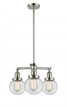  207-PN-G202-6 - Beacon - 3 Light - 19 inch - Polished Nickel - Stem Hung - Chandelier