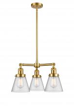 Innovations Lighting 207-SG-G64 - Cone - 3 Light - 19 inch - Satin Gold - Stem Hung - Chandelier