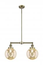 Innovations Lighting 209-AB-G208-8 - Beacon - 2 Light - 25 inch - Antique Brass - Stem Hung - Island Light