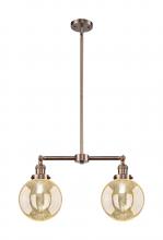 Innovations Lighting 209-AC-G208-8 - Beacon - 2 Light - 25 inch - Antique Copper - Stem Hung - Island Light