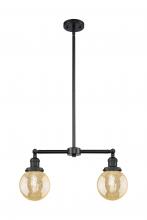 Innovations Lighting 209-BK-G208-6 - Beacon - 2 Light - 23 inch - Matte Black - Stem Hung - Island Light