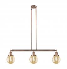 Innovations Lighting 213-AC-G208-6 - Beacon - 3 Light - 39 inch - Antique Copper - Stem Hung - Island Light