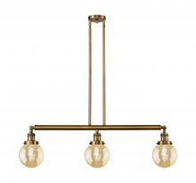 Innovations Lighting 213-BB-G208-6 - Beacon - 3 Light - 39 inch - Brushed Brass - Stem Hung - Island Light