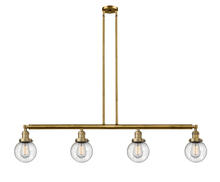 Innovations Lighting 214-BB-G204-6 - Beacon - 4 Light - 51 inch - Brushed Brass - Stem Hung - Island Light