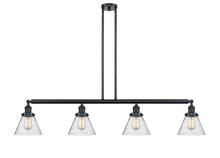  214-BK-G44-LED - Cone - 4 Light - 52 inch - Matte Black - Stem Hung - Island Light