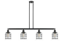  214-BK-G54-CE - Bell Cage - 4 Light - 50 inch - Matte Black - Stem Hung - Island Light