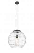 Innovations Lighting 221-1S-BK-G1213-16-BB-95-LED - Athens Deco Swirl - 1 Light - 16 inch - Matte Black - Cord hung - Pendant