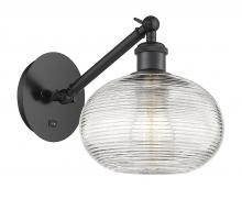 Innovations Lighting 317-1W-BK-G555-8CL - Ithaca - 1 Light - 8 inch - Matte Black - Sconce