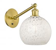 Innovations Lighting 317-1W-SG-G1216-8WM - White Mouchette - 1 Light - 8 inch - Satin Gold - Sconce