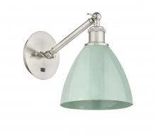 Innovations Lighting 317-1W-SN-MBD-75-SF - Plymouth - 1 Light - 8 inch - Brushed Satin Nickel - Sconce