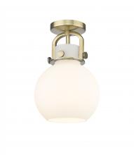 Innovations Lighting 410-1F-BB-G410-8WH - Newton Sphere - 1 Light - 8 inch - Brushed Brass - Flush Mount