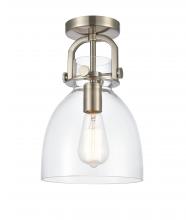 Innovations Lighting 410-1F-SN-G412-8CL - Newton Bell - 1 Light - 8 inch - Satin Nickel - Flush Mount