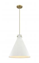  410-1PL-BB-M411-18W - Newton Cone - 1 Light - 18 inch - Brushed Brass - Cord hung - Pendant