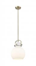 Innovations Lighting 410-1SM-BB-G410-10WH - Newton Sphere - 1 Light - 8 inch - Brushed Brass - Stem Hung - Mini Pendant