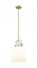 Innovations Lighting 410-1SM-BB-G412-10WH - Newton Bell - 1 Light - 10 inch - Brushed Brass - Multi Pendant