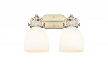 Innovations Lighting 410-2W-BB-G412-7WH - Newton Bell - 2 Light - 17 inch - Brushed Brass - Bath Vanity Light