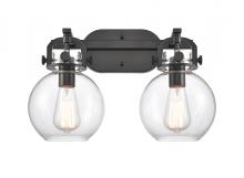 Innovations Lighting 410-2W-BK-G410-7CL - Newton Sphere - 2 Light - 17 inch - Matte Black - Bath Vanity Light