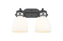 Innovations Lighting 410-2W-BK-G412-7WH - Newton Bell - 2 Light - 17 inch - Matte Black - Bath Vanity Light