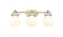 Innovations Lighting 410-3W-BB-G410-7WH - Newton Sphere - 3 Light - 27 inch - Brushed Brass - Bath Vanity Light