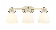 Innovations Lighting 410-3W-BB-G412-7WH - Newton Bell - 3 Light - 27 inch - Brushed Brass - Bath Vanity Light