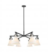 Innovations Lighting 410-6CR-BK-G411-7WH - Newton Cone - 6 Light - 26 inch - Matte Black - Chandelier