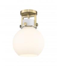 Innovations Lighting 411-1F-BB-G410-8WH - Newton Sphere - 1 Light - 8 inch - Brushed Brass - Flush Mount