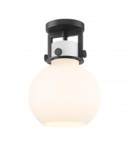 Innovations Lighting 411-1F-BK-G410-8WH - Newton Sphere - 1 Light - 8 inch - Matte Black - Flush Mount