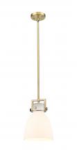 Innovations Lighting 411-1SS-BB-G412-8WH - Newton Bell - 1 Light - 8 inch - Brushed Brass - Mini Pendant