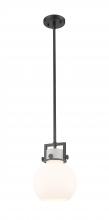 Innovations Lighting 411-1SS-BK-G410-8WH - Newton Sphere - 1 Light - 8 inch - Matte Black - Mini Pendant