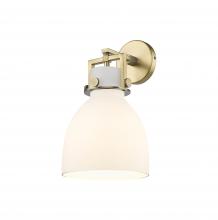 Innovations Lighting 411-1W-BB-G412-8WH - Newton Bell - 1 Light - 8 inch - Brushed Brass - Sconce