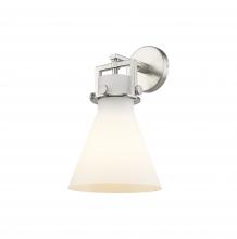 Innovations Lighting 411-1W-SN-G411-8WH - Newton Cone - 1 Light - 8 inch - Satin Nickel - Sconce