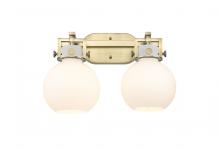 Innovations Lighting 411-2W-BB-G410-7WH - Newton Sphere - 2 Light - 17 inch - Brushed Brass - Bath Vanity Light