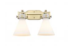 Innovations Lighting 411-2W-BB-G411-7WH - Newton Cone - 2 Light - 17 inch - Brushed Brass - Bath Vanity Light