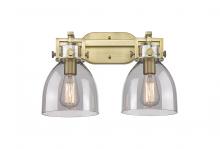 Innovations Lighting 411-2W-BB-G412-7SM - Newton Bell - 2 Light - 17 inch - Brushed Brass - Bath Vanity Light