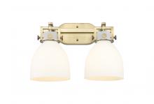 Innovations Lighting 411-2W-BB-G412-7WH - Newton Bell - 2 Light - 17 inch - Brushed Brass - Bath Vanity Light