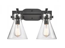 Innovations Lighting 411-2W-BK-7CL - Newton Cone - 2 Light - 17 inch - Matte Black - Bath Vanity Light