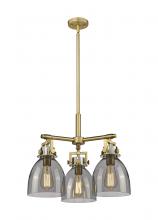 Innovations Lighting 411-3CR-BB-G412-7SM - Newton Bell - 3 Light - 21 inch - Brushed Brass - Pendant