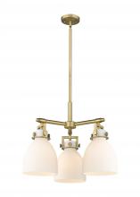 Innovations Lighting 411-3CR-BB-G412-7WH - Newton Bell - 3 Light - 21 inch - Brushed Brass - Pendant